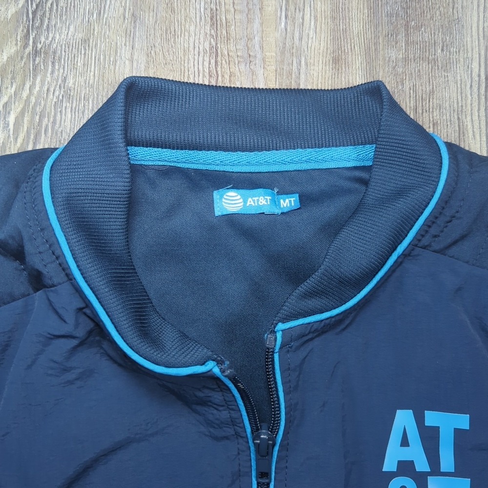 AT&T Jacket Mens Medium Tall Blue Work Uniform Anthony Bomber Windbreaker Work - Picture 7 of 12